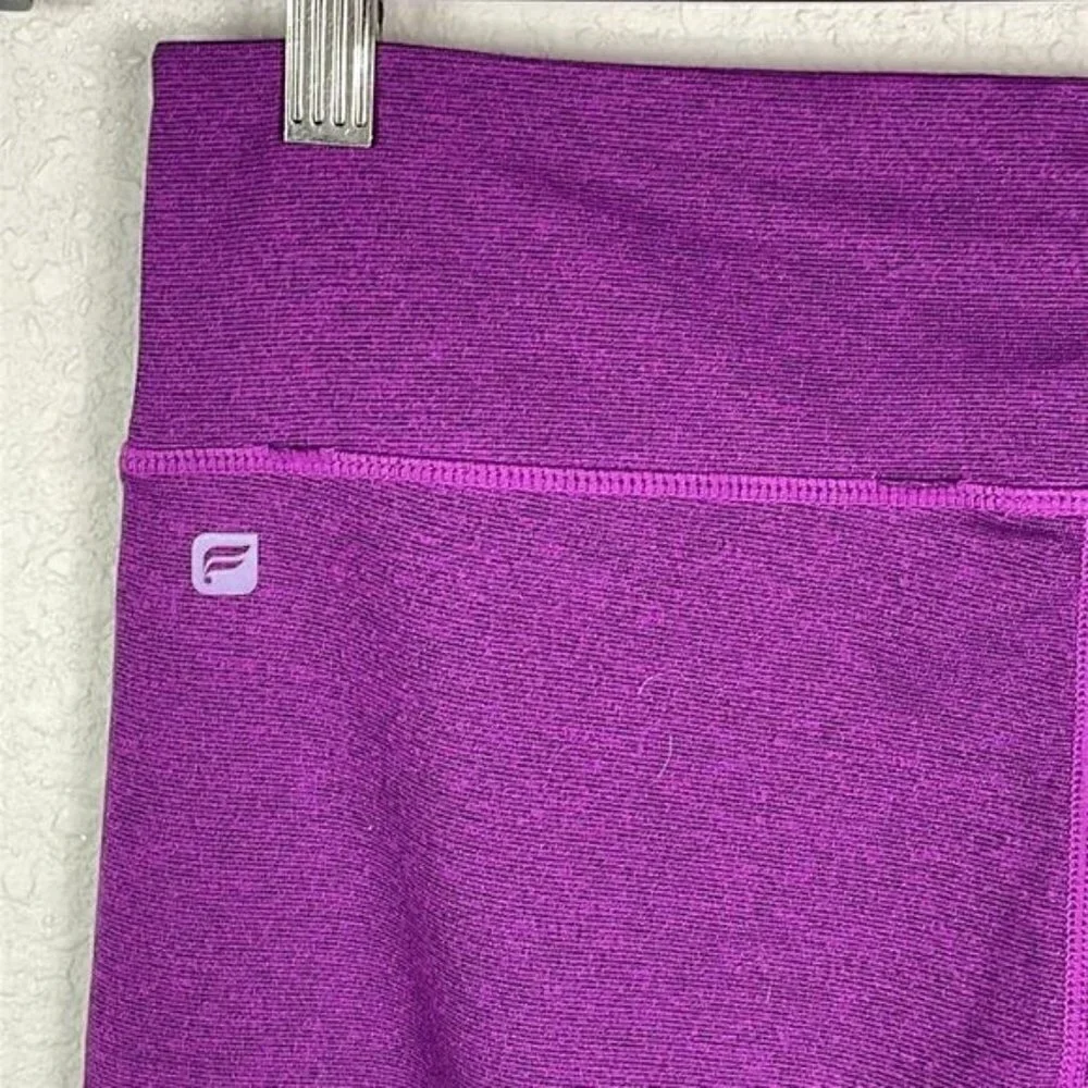 Fabletics Salar Printed PowerHold Leggings Heathered Purple Full Length 29”